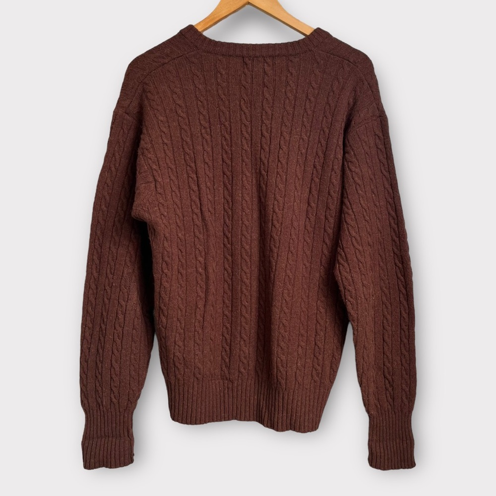 Pendleton 100% Lambswool Brown Cable Knit Sweater - image 2